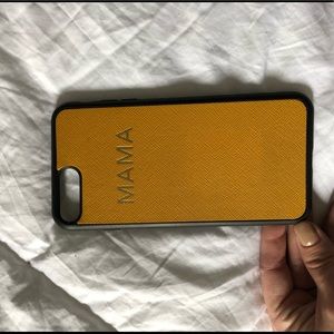 “Mama” mustard leather iPhone 7 Plus case